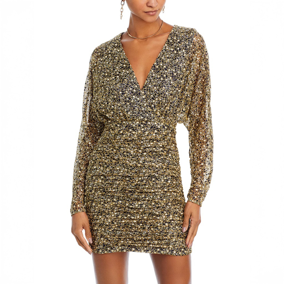 NWT RAMY BROOK Opal Mini Dress In Navy Gold Magic Mech $625 - Size 2